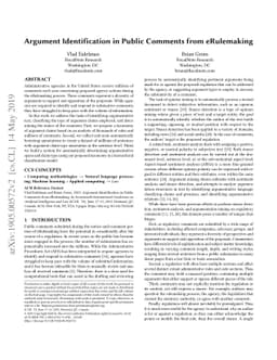 Argument Identification in Public Comments from eRulemaking