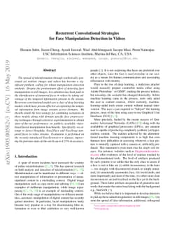 Recurrent Convolutional Strategies for Face Manipulation Detection in
  Videos
