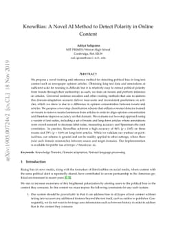 KnowBias: A Novel AI Method to Detect Polarity in Online Content