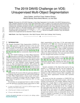 The 2019 DAVIS Challenge on VOS: Unsupervised Multi-Object Segmentation