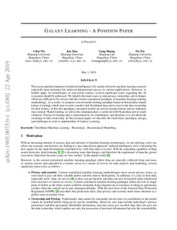 Galaxy Learning -- A Position Paper