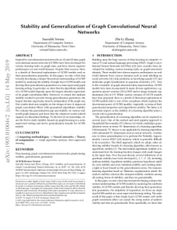Stability and Generalization of Graph Convolutional Neural Networks