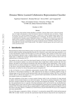 Distance Metric Learned Collaborative Representation Classifier