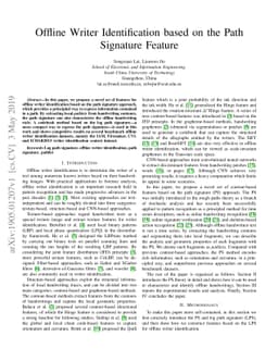 Offline Writer Identification based on the Path Signature Feature