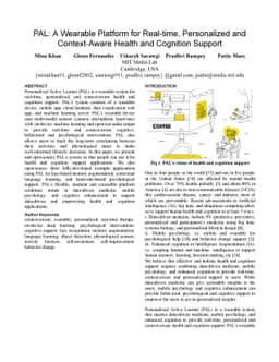 PAL: A Wearable Platform for Real-time, Personalized and Context-Aware
  Health and Cognition Support