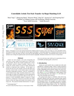 Controllable Artistic Text Style Transfer via Shape-Matching GAN