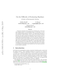 On the Difficulty of Evaluating Baselines: A Study on Recommender
  Systems