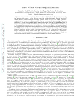 Matrix Product State Based Quantum Classifier