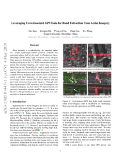 Leveraging Crowdsourced GPS Data for Road Extraction from Aerial Imagery