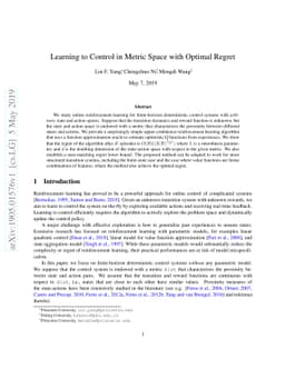Learning to Control in Metric Space with Optimal Regret