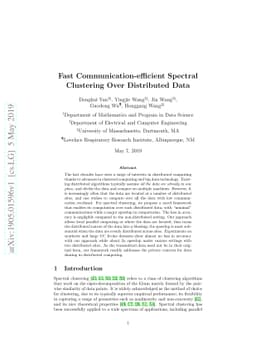 Fast communication-efficient spectral clustering over distributed data