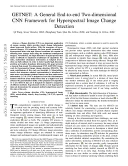 GETNET: A General End-to-end Two-dimensional CNN Framework for
  Hyperspectral Image Change Detection