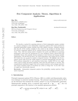 Free Component Analysis: Theory, Algorithms & Applications