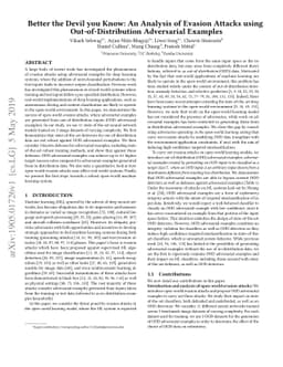 Better the Devil you Know: An Analysis of Evasion Attacks using
  Out-of-Distribution Adversarial Examples