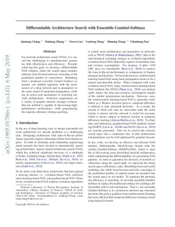 Differentiable Architecture Search with Ensemble Gumbel-Softmax