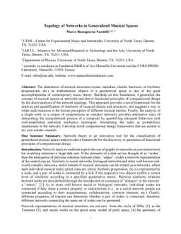 Topology of Networks in Generalized Musical Spaces