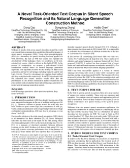 A Novel Task-Oriented Text Corpus in Silent Speech Recognition and its
  Natural Language Generation Construction Method