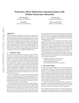 Point-less: More Abstractive Summarization with Pointer-Generator
  Networks