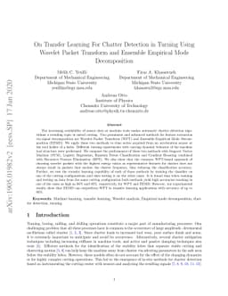 On Transfer Learning For Chatter Detection in Turning Using Wavelet
  Packet Transform and Empirical Mode Decomposition
