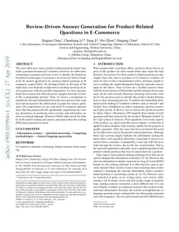 Review-Driven Answer Generation for Product-Related Questions in
  E-Commerce