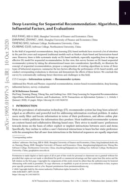 Deep Learning for Sequential Recommendation: Algorithms, Influential
  Factors, and Evaluations