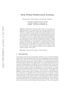 Deep Ordinal Reinforcement Learning