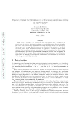Characterizing the invariances of learning algorithms using category
  theory
