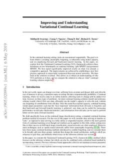 Improving and Understanding Variational Continual Learning