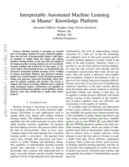 Interpretable Automated Machine Learning in Maana(TM) Knowledge Platform