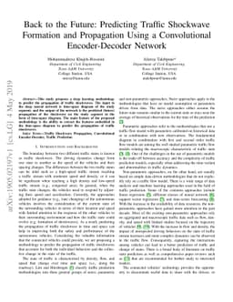 Back to the Future: Predicting Traffic Shockwave Formation and
  Propagation Using a Convolutional Encoder-Decoder Network