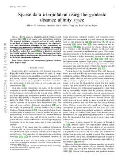 Sparse data interpolation using the geodesic distance affinity space