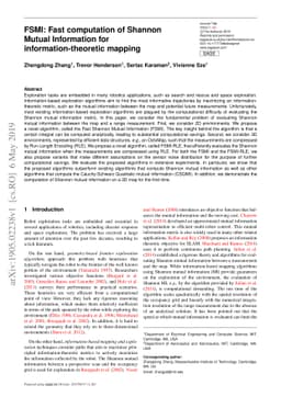 FSMI: Fast computation of Shannon Mutual Information for
  information-theoretic mapping