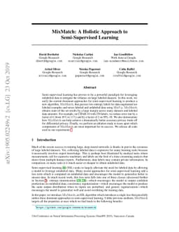 MixMatch: A Holistic Approach to Semi-Supervised Learning