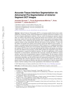 Accurate Tissue Interface Segmentation via Adversarial Pre-Segmentation
  of Anterior Segment OCT Images