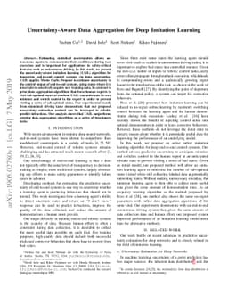 Uncertainty-Aware Data Aggregation for Deep Imitation Learning