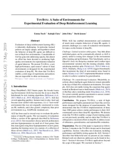 Toybox: A Suite of Environments for Experimental Evaluation of Deep
  Reinforcement Learning