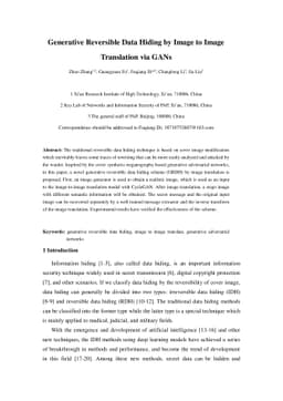Generative Reversible Data Hiding by Image to Image Translation via GANs