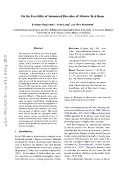 On the Feasibility of Automated Detection of Allusive Text Reuse