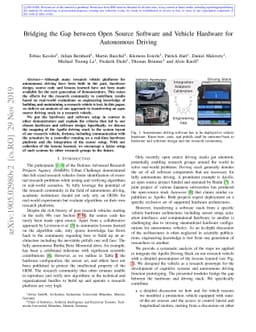 Bridging the Gap between Open Source Software and Vehicle Hardware for
  Autonomous Driving