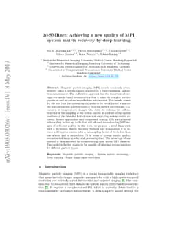 3d-SMRnet: Achieving a new quality of MPI system matrix recovery by deep
  learning