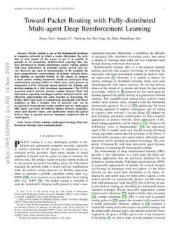Toward Packet Routing with Fully-distributed Multi-agent Deep
  Reinforcement Learning