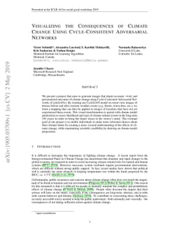 Visualizing the Consequences of Climate Change Using Cycle-Consistent
  Adversarial Networks