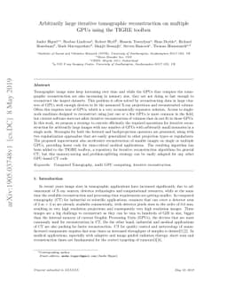 Arbitrarily large iterative tomographic reconstruction on multiple GPUs
  using the TIGRE toolbox