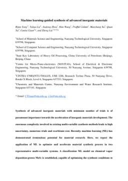 Machine learning-guided synthesis of advanced inorganic materials