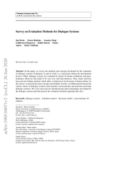 Survey on Evaluation Methods for Dialogue Systems