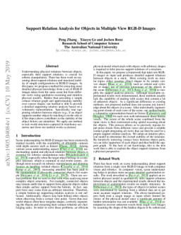 Support Relation Analysis for Objects in Multiple View RGB-D Images