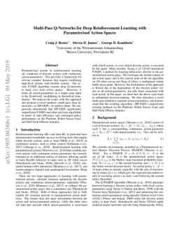 Multi-Pass Q-Networks for Deep Reinforcement Learning with Parameterised
  Action Spaces