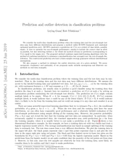 Prediction and outlier detection in classification problems