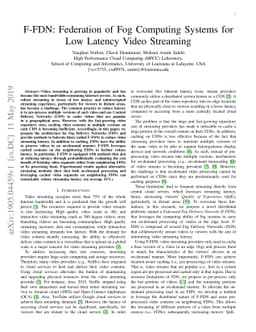 F-FDN: Federation of Fog Computing Systems for Low Latency Video
  Streaming