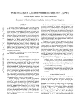 Unified Generator-Classifier for Efficient Zero-Shot Learning
